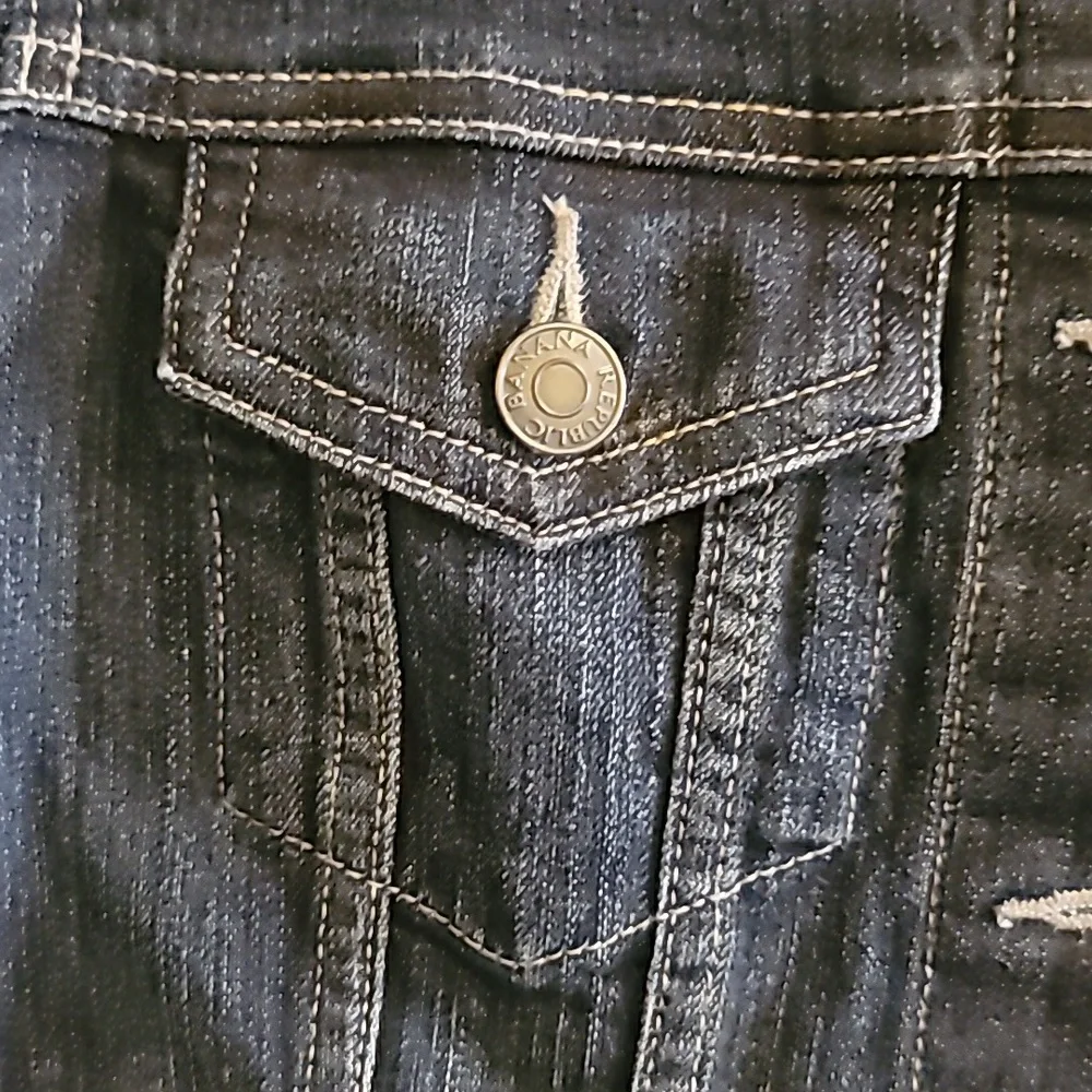 Banana Republic Women's Collared Stretch Dark Wash Denim Jean Jacket, Size XS - Picture 4 of 8